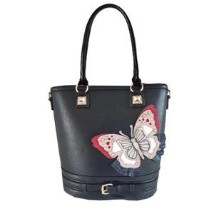 Dream Vegan Leather Tote with Butterfly Detail